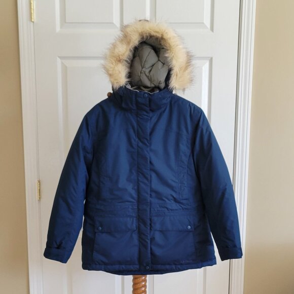 L.L. Bean Women's Navy Blue Down Parka with Removable Hood - Picture 2 of 6